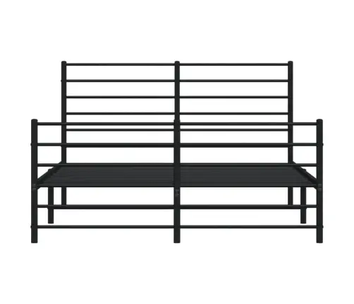Gultas Rāmis Ar Galvgali Un Kājgali, Melns Metāls, 120X190 Cm Vidaxl