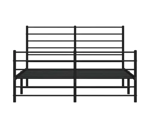 Gultas Rāmis Ar Galvgali Un Kājgali, Melns Metāls, 135X190 Cm Vidaxl