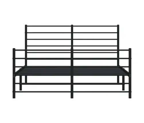 Gultas Rāmis Ar Galvgali Un Kājgali, Melns Metāls, 140X190 Cm Vidaxl
