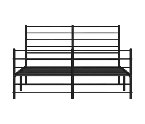 Gultas Rāmis Ar Galvgali Un Kājgali, Melns Metāls, 150X200 Cm Vidaxl