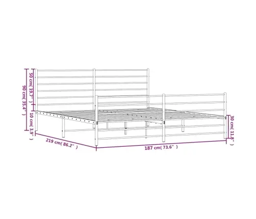 Gultas Rāmis Ar Galvgali Un Kājgali, Melns Metāls, 183X213 Cm Vidaxl