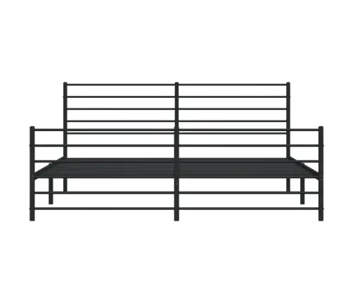 Metallist Voodiraam Peatsi Ja Jalutsiga, Must, 200X200 Cm