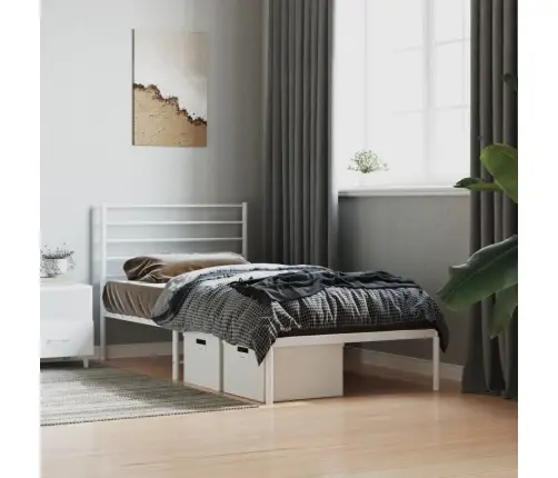 Gultas Rāmis Bez Matrača, Ar Galvgali, Balts Metāls, 75X190 Cm Vidaxl