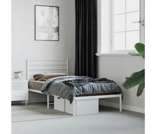 Gultas Rāmis Bez Matrača, Ar Galvgali, Balts Metāls, 75X190 Cm Vidaxl