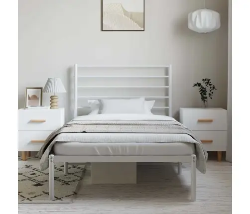 Metalinis Lovos Rėmas Su Galvūgaliu, Baltos Spalvos, 100X190Cm