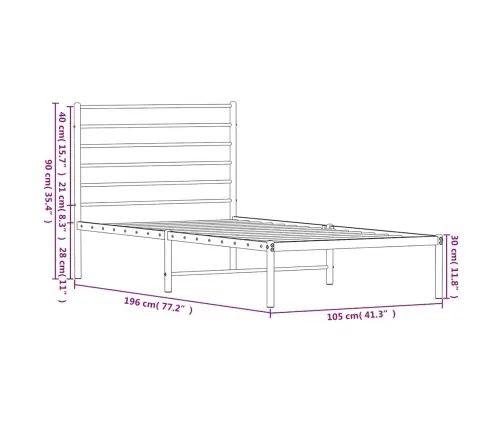 Metalinis Lovos Rėmas Su Galvūgaliu, Baltos Spalvos, 100X190Cm