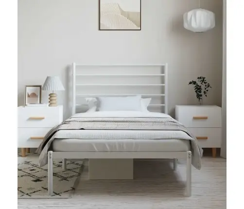 Gultas Rāmis Ar Galvgali, Balts Metāls, 100X200 Cm Vidaxl