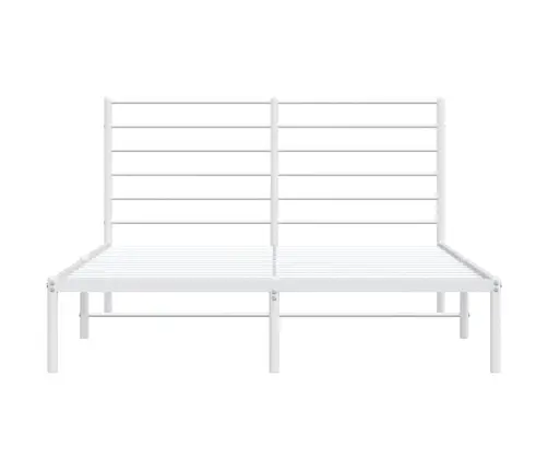 Gultas Rāmis Ar Galvgali, Balts Metāls, 135X190 Cm Vidaxl