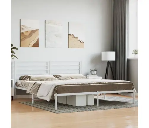 Gultas Rāmis Ar Galvgali, Balts Metāls, 180X200 Cm Vidaxl