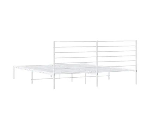 Metalinis Lovos Rėmas Su Galvūgaliu, Baltos Spalvos, 193X203Cm