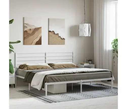 Gultas Rāmis Ar Galvgali, Balts Metāls, 200X200 Cm Vidaxl