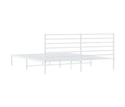 Gultas Rāmis Ar Galvgali, Balts Metāls, 200X200 Cm Vidaxl