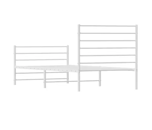 Gultas Rāmis Ar Galvgali Un Kājgali, Balts Metāls, 90X190 Cm Vidaxl