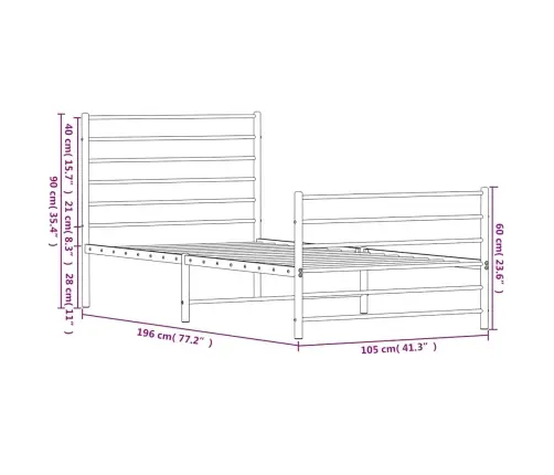 Lovos Rėmas Su Galvūgaliu/Kojūgaliu, Baltas, 100X190cm Metalas