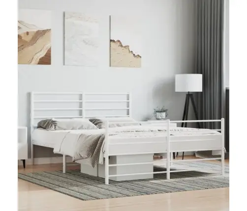 Lovos Rėmas Su Galvūgaliu/Kojūgaliu, Baltas, 120X190cm Metalas