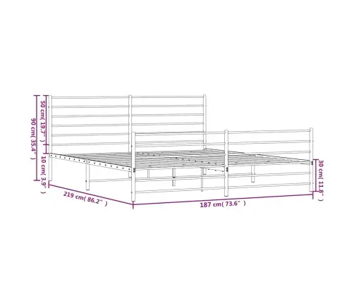 Gultas Rāmis Ar Galvgali Un Kājgali, Balts Metāls, 183X213 Cm Vidaxl
