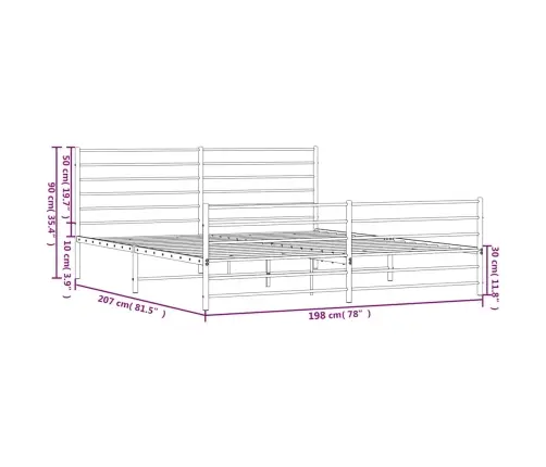 Lovos Rėmas Su Galvūgaliu/Kojūgaliu, Baltas, 193X203cm Metalas