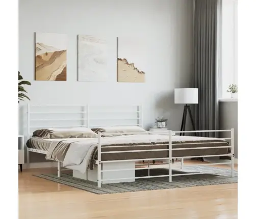 Gultas Rāmis Ar Galvgali Un Kājgali, Balts Metāls, 200X200 Cm Vidaxl