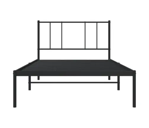 Gultas Rāmis Ar Galvgali, Melns Metāls, 75X190 Cm Vidaxl