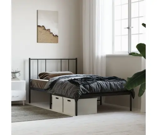 Metallist Voodiraam Peatsiga, Must, 80X200 Cm