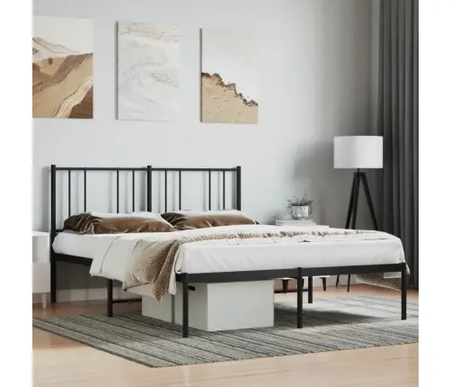 Gultas Rāmis Ar Galvgali, Melns Metāls, 120X190 Cm Vidaxl