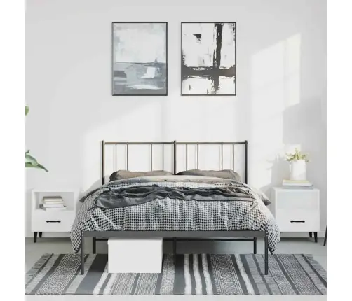 Gultas Rāmis Ar Galvgali, Melns Metāls, 135X190 Cm Vidaxl