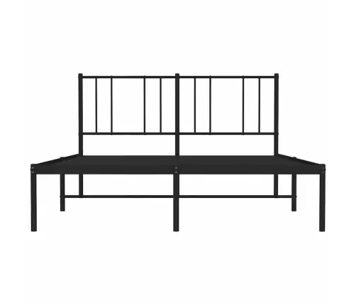 Gultas Rāmis Ar Galvgali, Melns Metāls, 135X190 Cm Vidaxl