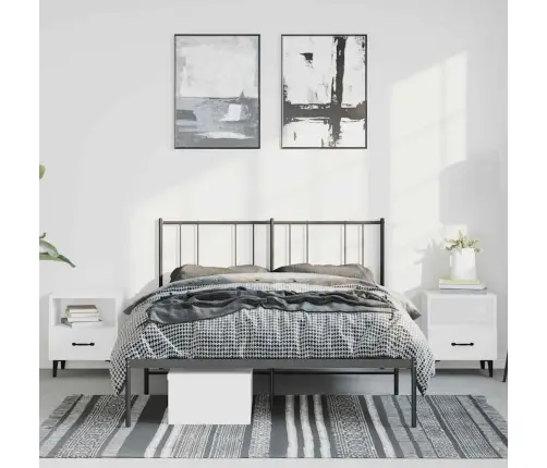 Metallist Voodiraam Peatsiga, Must, 150X200 Cm