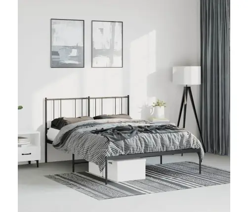 Metallist Voodiraam Peatsiga, Must, 150X200 Cm