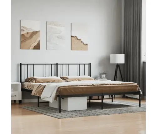 Gultas Rāmis Ar Galvgali, Melns Metāls, 180X200 Cm Vidaxl