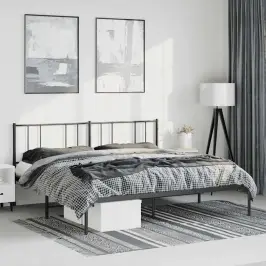 Metallist Voodiraam Peatsiga, Must, 183X213 Cm