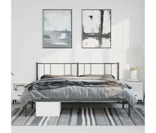 Metalinis Lovos Rėmas Su Galvūgaliu, Juodos Spalvos, 193X203Cm
