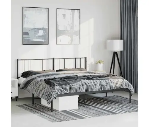 Metalinis Lovos Rėmas Su Galvūgaliu, Juodos Spalvos, 193X203Cm