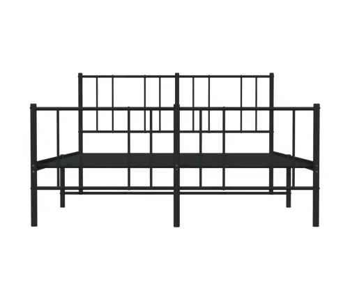 Gultas Rāmis Ar Galvgali Un Kājgali, Melns Metāls, 120X190 Cm Vidaxl