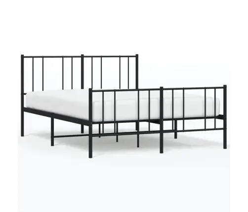 Gultas Rāmis Ar Galvgali Un Kājgali, Melns Metāls, 140X190 Cm Vidaxl
