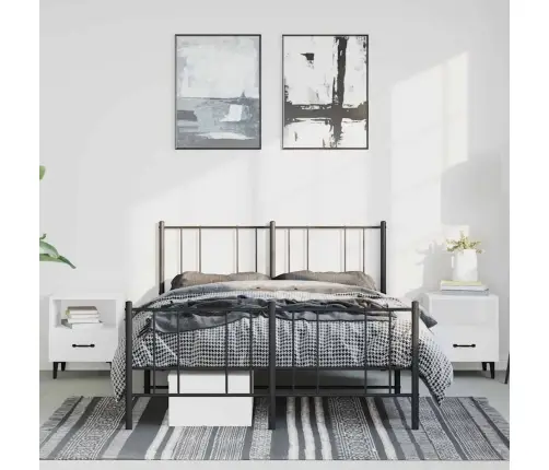 Gultas Rāmis Ar Galvgali Un Kājgali, Melns Metāls, 150X200 Cm Vidaxl