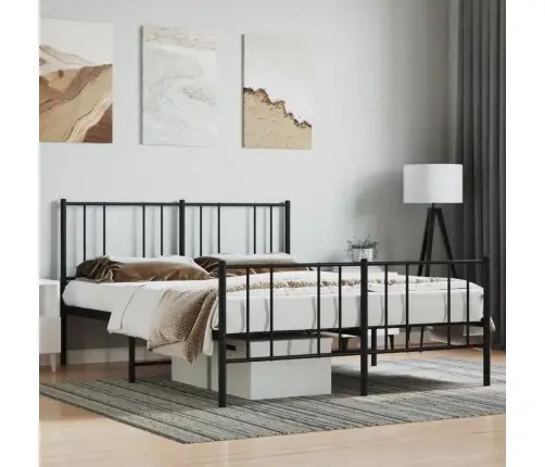 Metāla Gultas Rāmis Bez Matrača, Ar Kājgali, Melns, 160X200 Cm Vidaxl