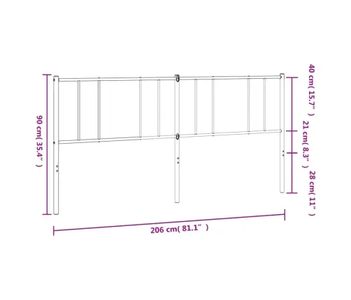 Gultas Galvgalis, Metāls, Melns, 200 Cm Vidaxl