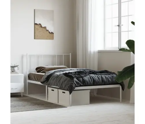 Gultas Rāmis Ar Galvgali, Balts Metāls, 80X200 Cm Vidaxl