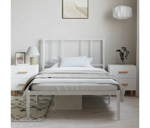 Gultas Rāmis Ar Galvgali, Balts Metāls, 100X200 Cm Vidaxl