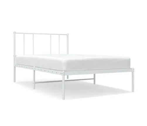 Metallist Voodiraam Peatsiga, Valge, 107X203 Cm