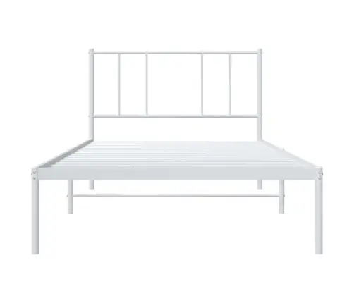 Metallist Voodiraam Peatsiga, Valge, 107X203 Cm