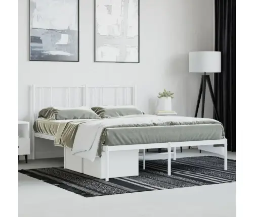 Metalinis Lovos Rėmas Su Galvūgaliu, Baltos Spalvos, 120X190Cm