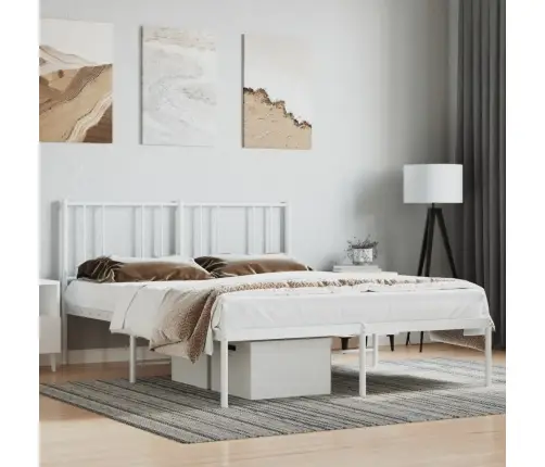 Metalinis Lovos Rėmas Su Galvūgaliu, Baltos Spalvos, 120X190Cm