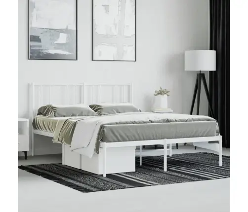 Metalinis Lovos Rėmas Su Galvūgaliu, Baltos Spalvos, 140X190Cm