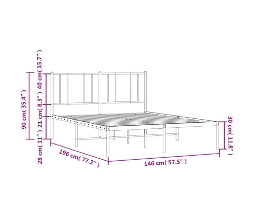 Metalinis Lovos Rėmas Su Galvūgaliu, Baltos Spalvos, 140X190Cm