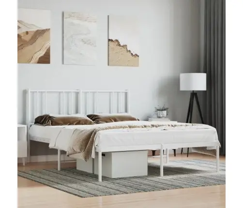 Metalinis Lovos Rėmas Su Galvūgaliu, Baltos Spalvos, 140X190Cm