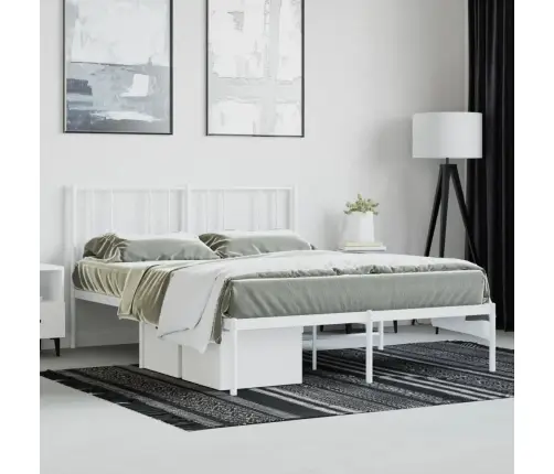 Metalinis Lovos Rėmas Su Galvūgaliu, Baltos Spalvos, 140X200Cm