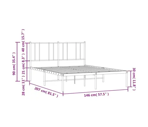 Metalinis Lovos Rėmas Su Galvūgaliu, Baltos Spalvos, 140X200Cm