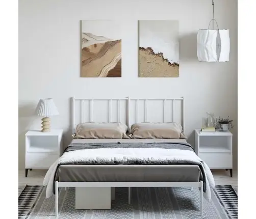 Metalinis Lovos Rėmas Su Galvūgaliu, Baltos Spalvos, 150X200Cm